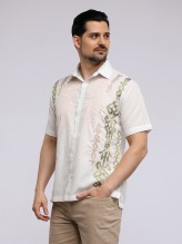 Olive Ikat Embroidery Shirt