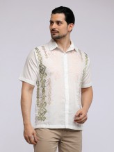 Olive Ikat Embroidery Shirt