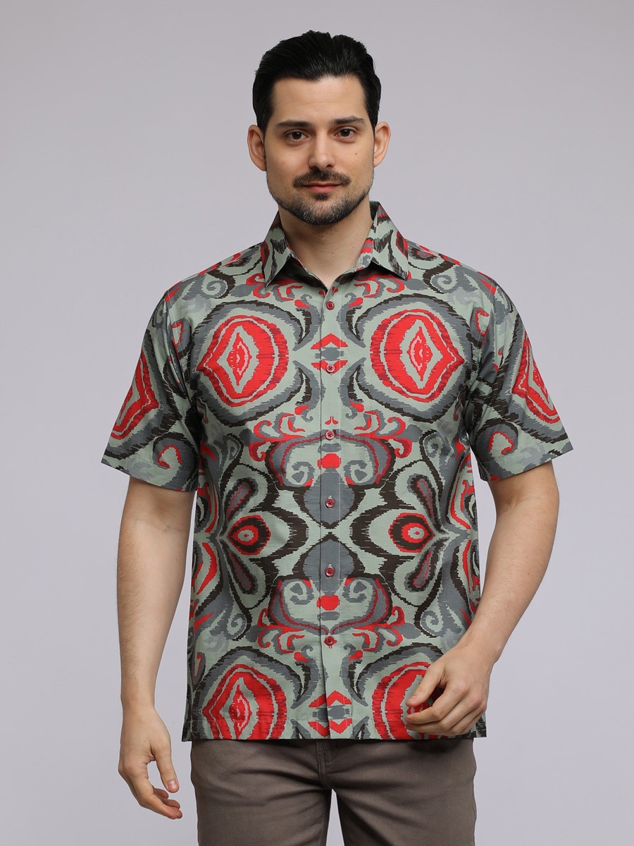 Grey Barong Ikat Shirt