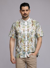 Olive Ikat Kaftan Shirt