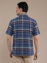 Blue Flannel Checkered Short Sleeve Shirt