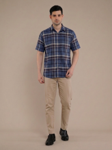 Blue Flannel Checkered Short Sleeve Shirt