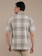 Cream Stone Flannel Checkered Short Sleeve Shirt