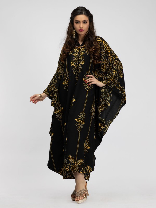 Golden Ikhat Kaftan Dress