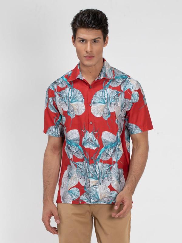 Tamaso Petal Printed  Shirt