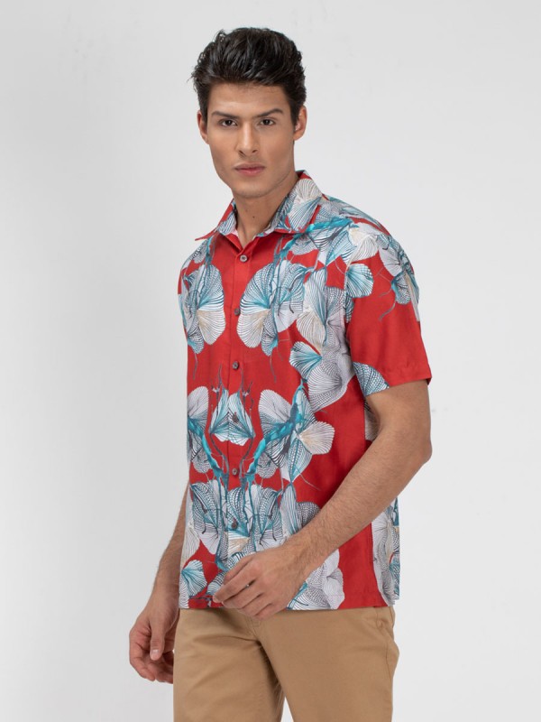 Tamaso Petal Printed  Shirt